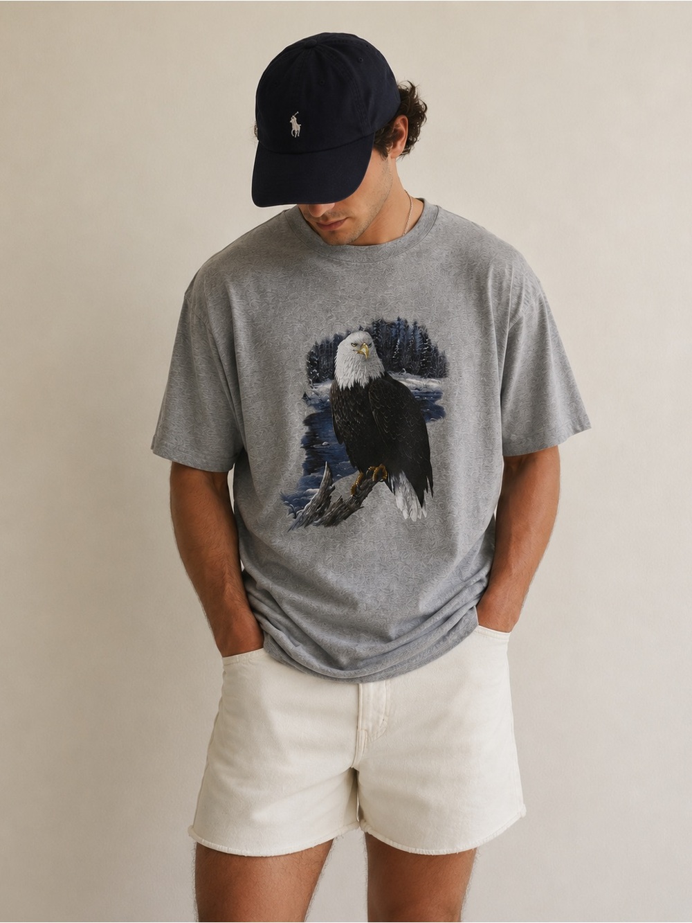 Vintage Marshlands Bald Eagle Graphic Tee in Gray, Black, White, Yellow
